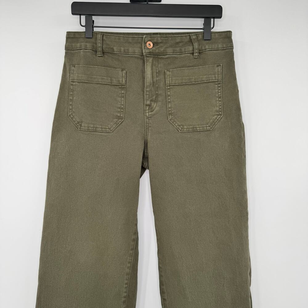 NWOT Sanctuary Denim The Marine Wide Leg Crop Jeans 29 Army Green Patch Pocket - Picture 6 of 16